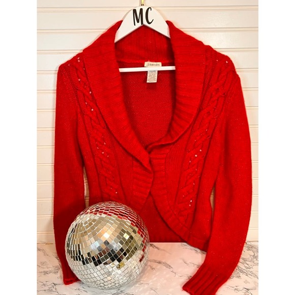 St johns Bay Chunky Red Cardigan Medium - Picture 6 of 13